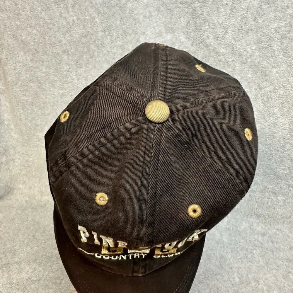 Pine Brook Country Club Hat Adult OSFA Black Strapback Golf Casual Imperial‎